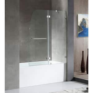 5 ft. Right Drain Tub in White with 48 in. x 58 in. Frameless Hinged Tub Door with Chrome Finish Hardware