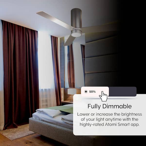 Nouvo 3 52 in. Smart Indoor Metallic Silver 3-Blade WiFi Ceiling Fan with Adjustable Color & Tunable White LED, Remote