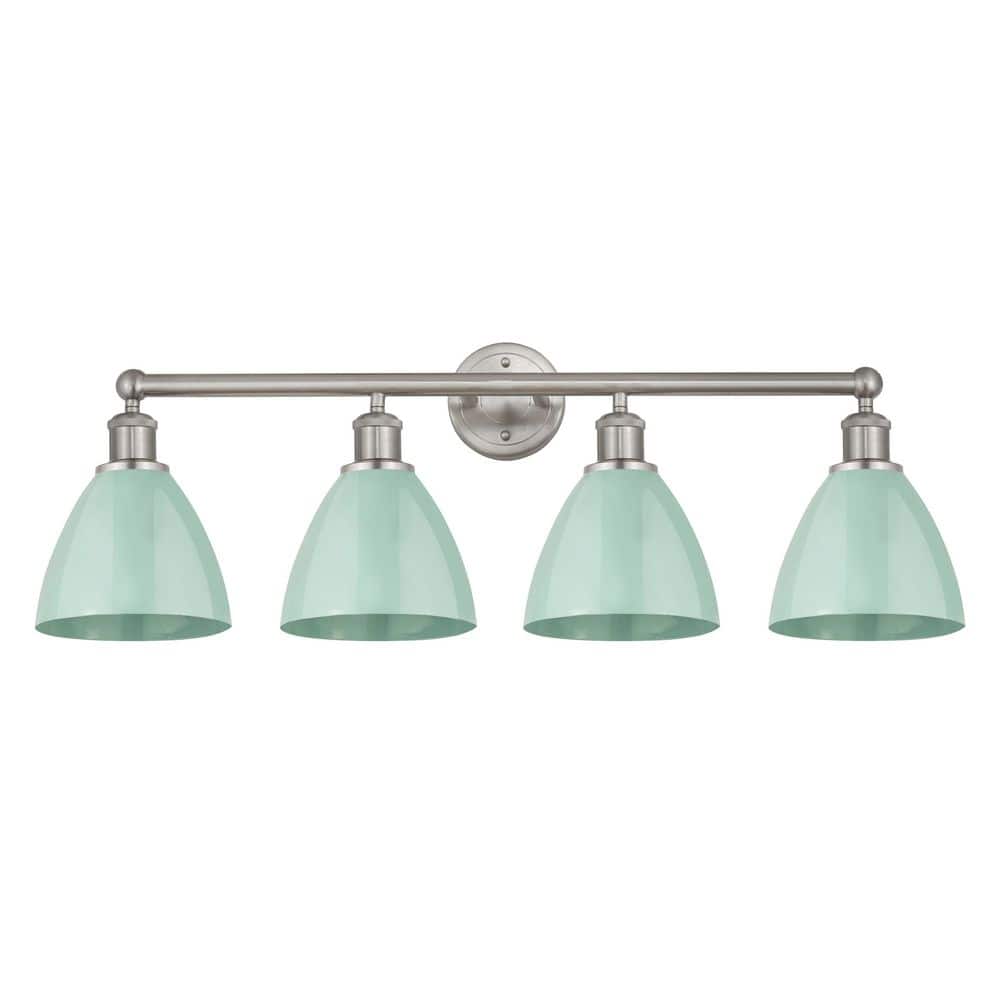 Plymouth Dome 34.5 in. 4-Light Brushed Satin Nickel Vanity Light with Metal Shade price history on PriceWatchPro