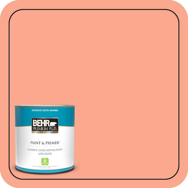 BEHR PREMIUM PLUS 1 qt. #200B-4 Citrus Hill Satin Enamel Low Odor Interior Paint & Primer