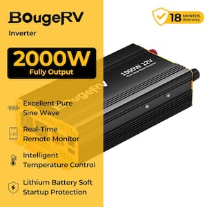 2000-Watt Pure Sine Wave Inverter, Fully 2000-Watt Output, Built-in Bluetooth for BougeRV APP, Wired Remote Controller