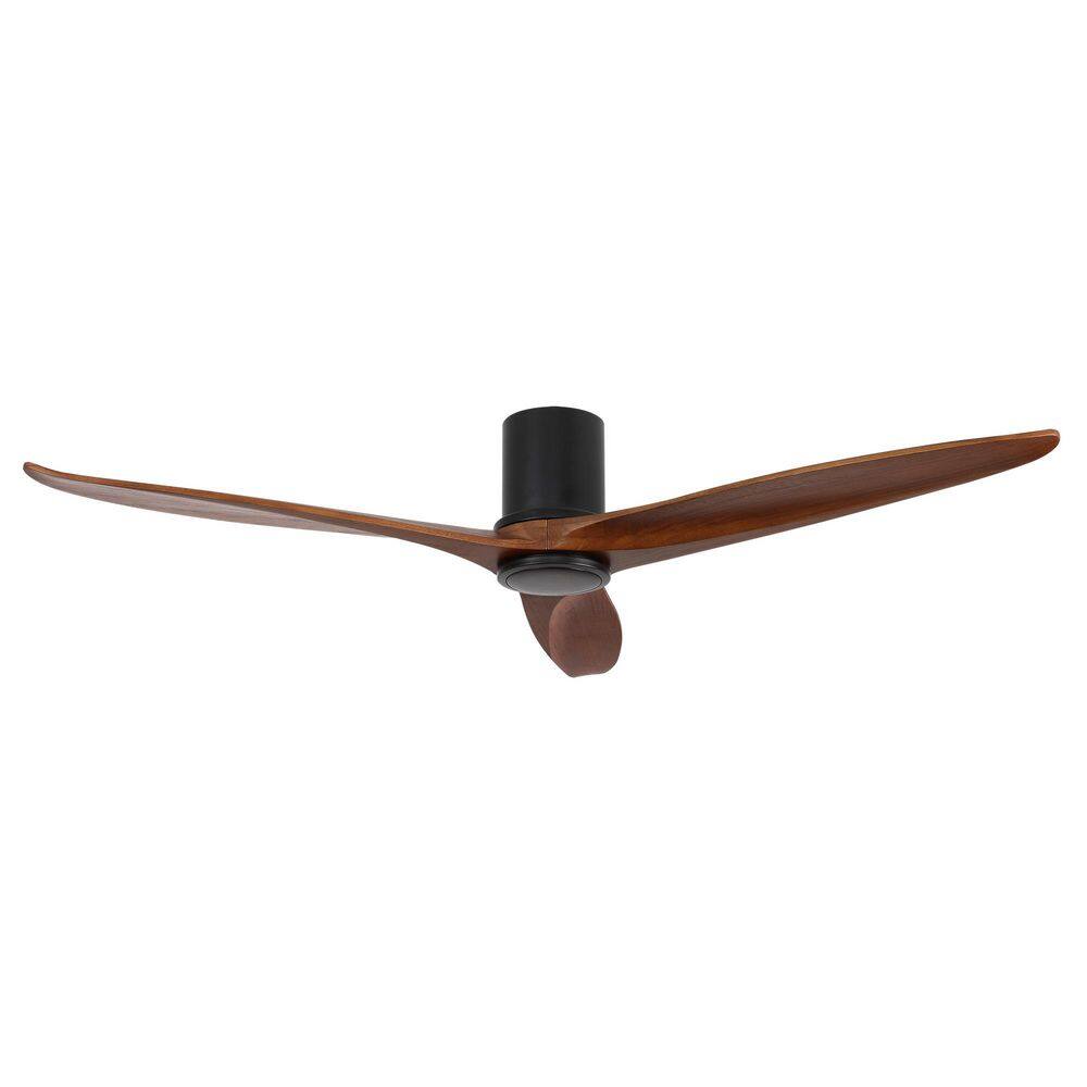 60 in. Modern Walnut Solid Wood Blade Flush Mount Ceiling Fan with Remote control price history on PriceWatchPro
