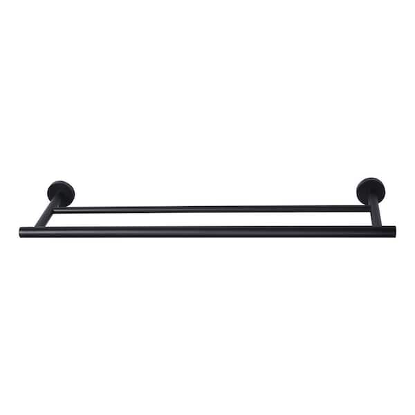 ARCORA Round 24 in. Wall Mounted Towel Bar in Black