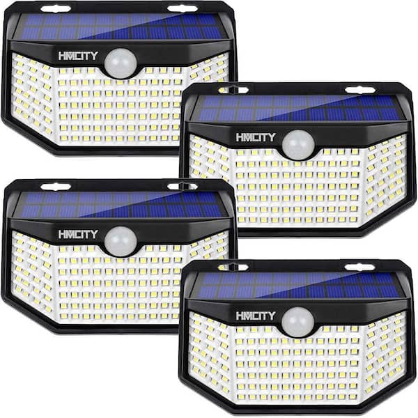 Angel Sar 120 LEDs Motion Sensor Lights, 270° Wide Solar Wall Lights, IP65 Waterproof Spot Lights with 3 Lighting Modes (4-Pack)