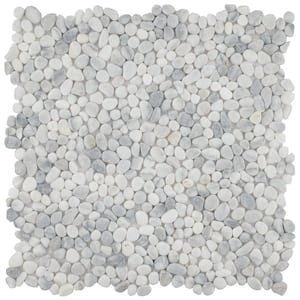 Pebblini White Smoke 12-1/4 in. x 12-1/4 in. x 7mm Pebble Stone Mosaic Tile (10.4 sq. ft./Case)