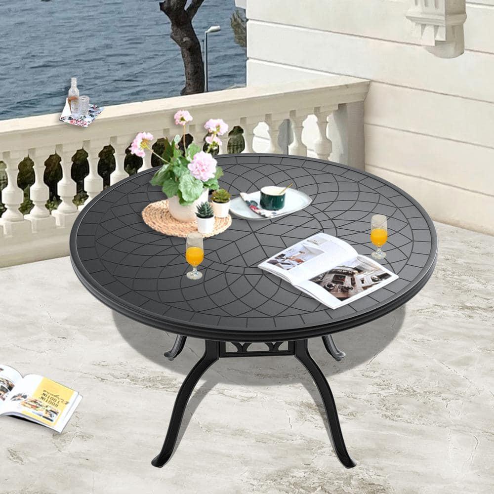 Reviews for Willit 47.24 in. Cast Aluminum Patio Dining Round Table