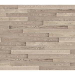 Modern Steel  8 ft x 7 ft Insulated 18.4 R-Value Wood Look Plank Coastal Gray Garage Door without Windows