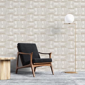 Ash and Stone Quilted Patchwork Vinyl Peel and Stick Removable Wallpaper, (Covers 28 sq. ft.)