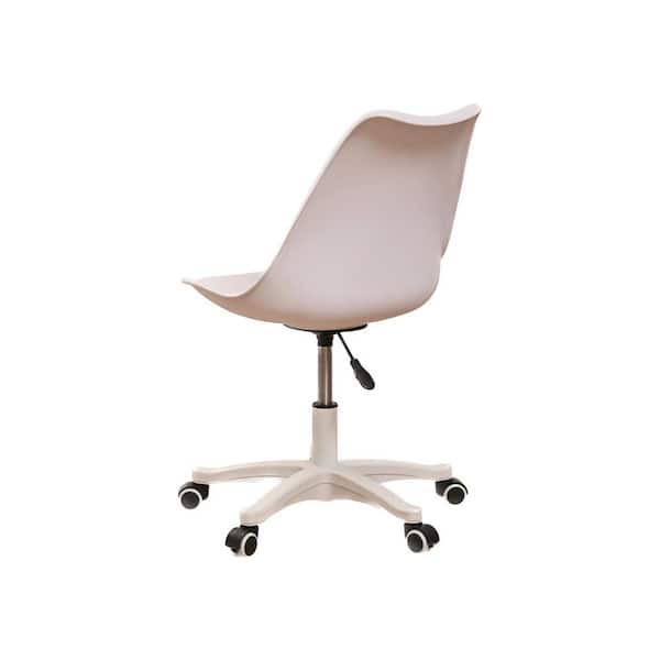 Merax Modern Polypropylene (Plastic) Ergonomic Swivel Task Chair in White with Adjustable Height, 5 Wheels