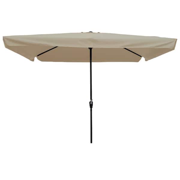 Unbranded 10 ft. x 6.5 ft. Tan Rectangular Patio Outdoor Market Table Umbrella