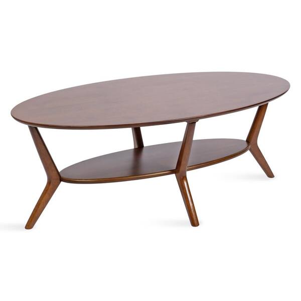 Kate and Laurel Nylah 47.25 in. Walnut Brown Oval Solid Wood Coffee ...