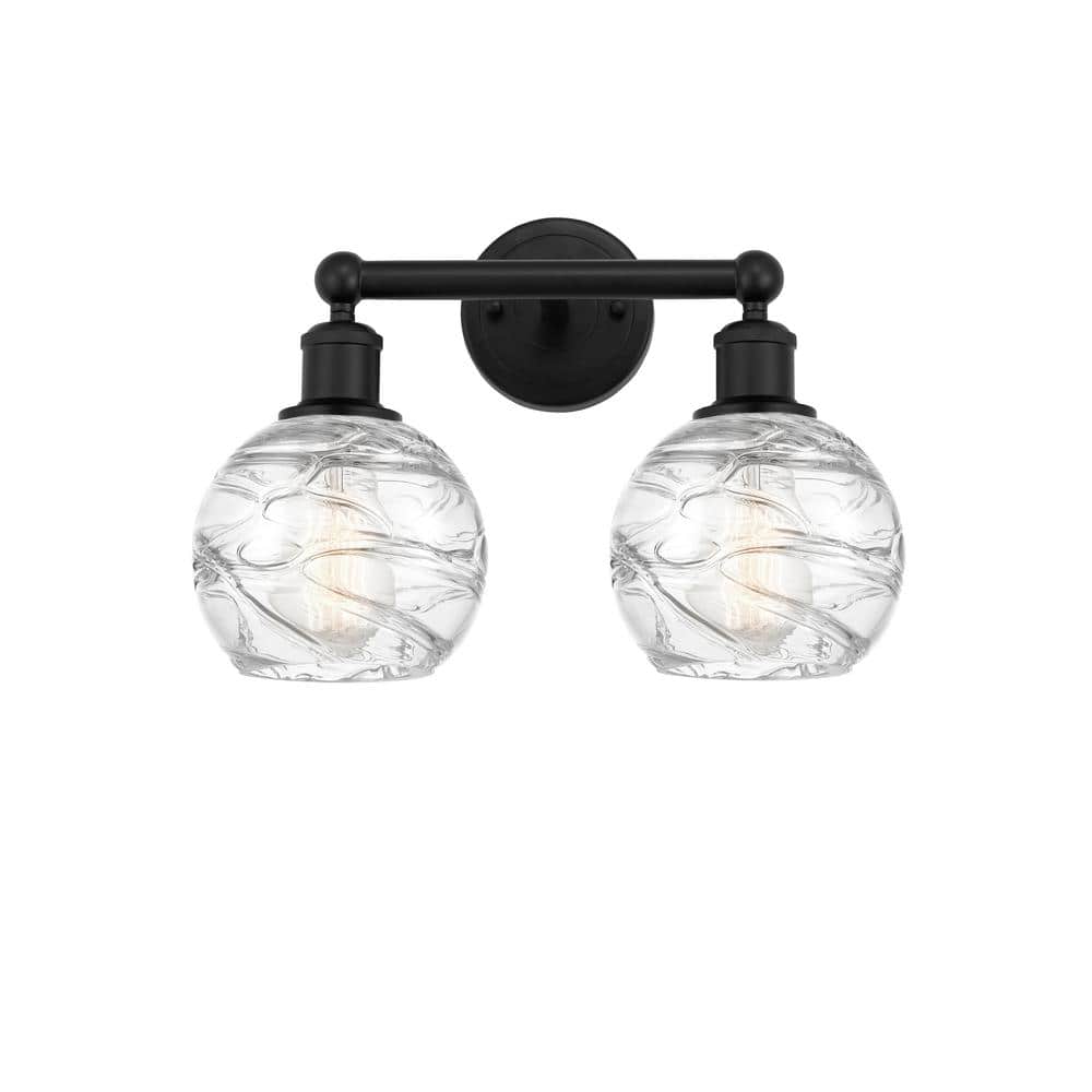 Athens Deco Swirl 15 in. 2 Light Matte Black, Clear Deco Swirl Vanity Light with Clear Glass Shade price history on PriceWatchPro