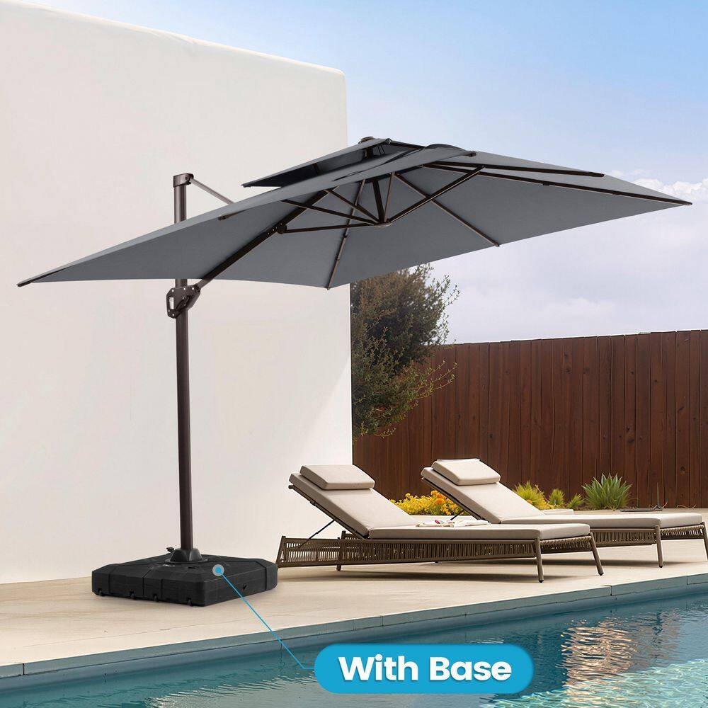 11 ft. x 9 ft. Swivel Double-Top Cantilever Tilt Patio Umbrella in Dark Gray with 260 lbs. HDPE Base price history on PriceWatchPro