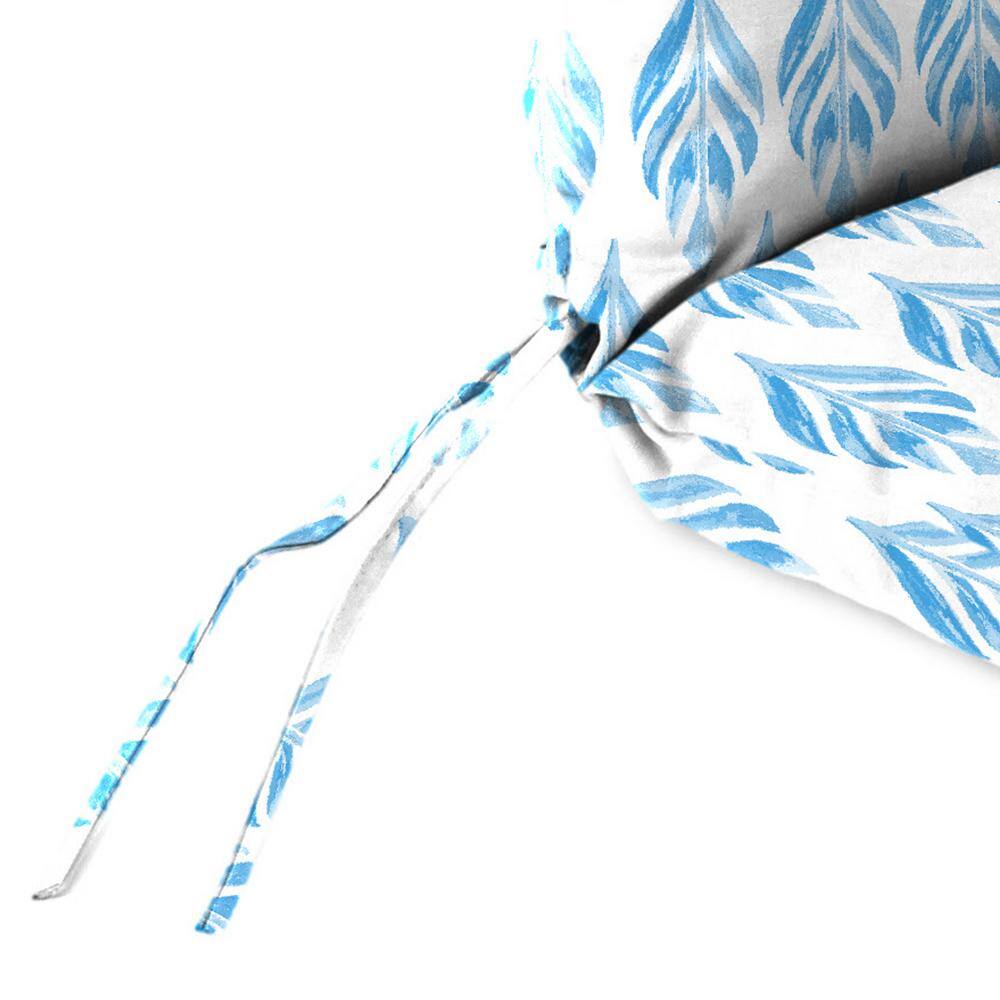 Marvel Azure Blue Leaves Outdoor Chair Cushion with Ties