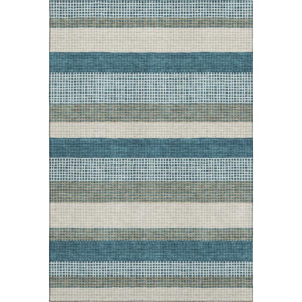 Mayfield Premium Machine Washable Abstract AMF2530 Teal 10 ft. x 14 ft. Area Rug