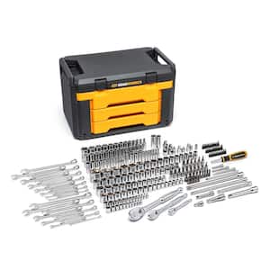 1/4 in., 3/8 in. and 1/2 in. Drive 6-Point SAE/Metric Mechanics Tool Set in 3-Drawer Storage Box (243-Piece)
