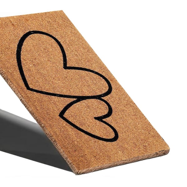Door Scraper Natural Heart Black 30 in. x18 in. Recycled Rubber Backing Door Mat