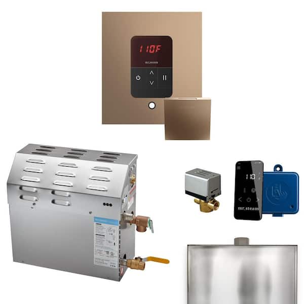 MS 9 kW (9000 W) Steam Shower Generator Package with Square iTempo Control in Nouveau Bronze and Accessories