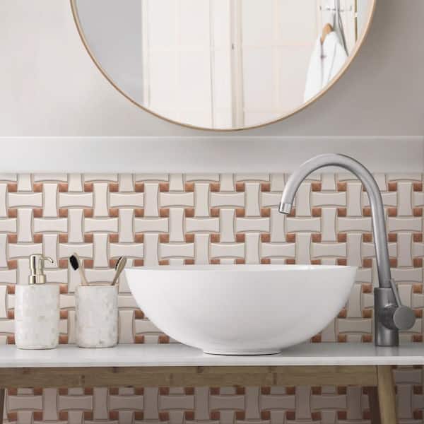 Sentier des Cotto Dot with White Dog Bone Bsktwv 10 in. x 10 in. Porcelain Floor and Wall Mosaic Tile (7.1 sq. ft./Case)