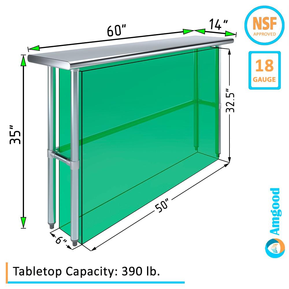 60'' Stainless Steel Open Base Utility Work Table