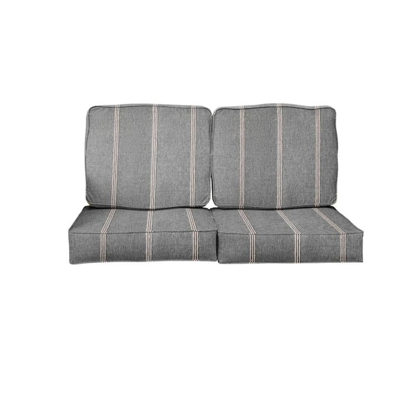 SORRA HOME 23 in. x 23.5 in. x 5 in. (4-Piece) Deep Seating Outdoor Loveseat Cushion in Sunbrella Lengthen Stone