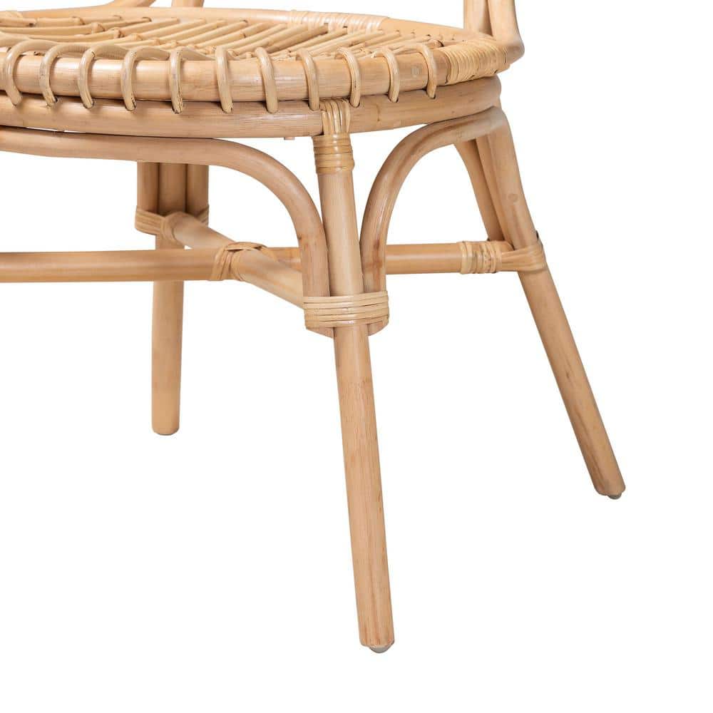 Iris Natural Brown Rattan and Cane Bohemian Side Chair