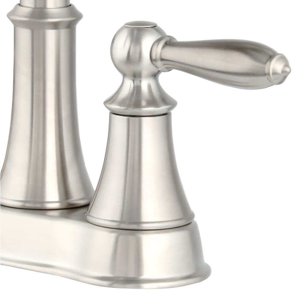 Brushed Nickel Double Handle High Arc Bathroom Faucet