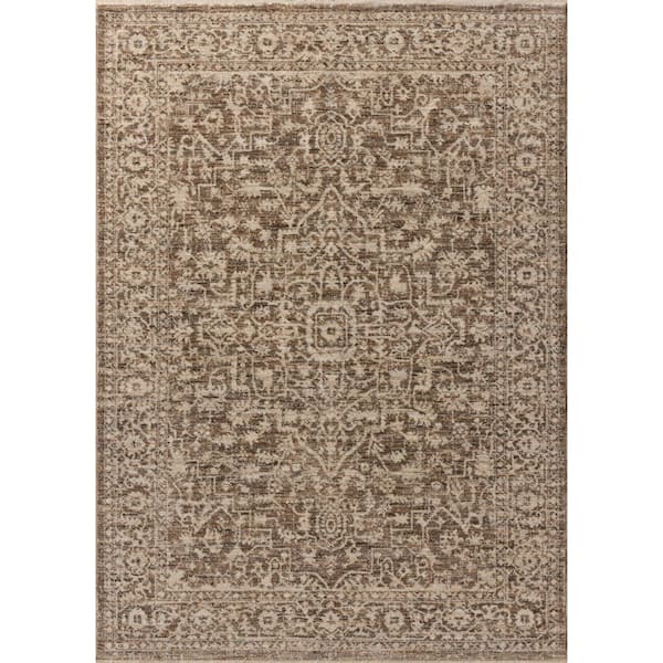 Newman Dark Taupe / Natural 3 ft. 11 in. x 5 ft. 7 in. Traditional Area Rug