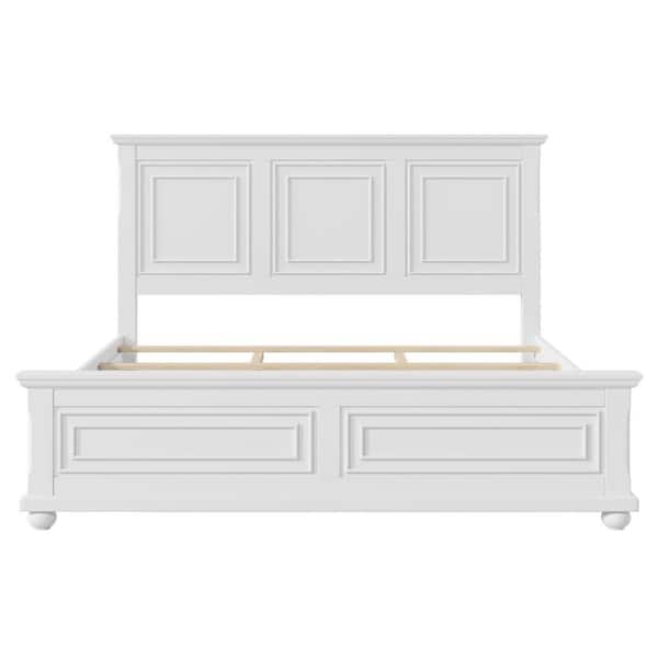 Boosicavelly White Wood Frame King Size Platform Bed