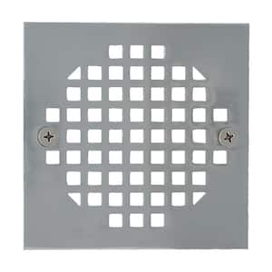 4-1/4 in. Square Cast Brass Heavy Duty Strainer/Coverall in Chrome for Shower/Floor Drains