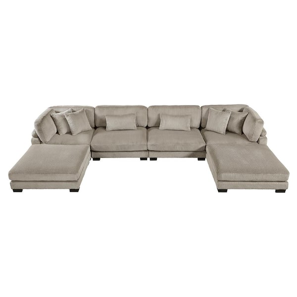 Lazzara Turbo 180 in. Pillow Top Arm 6-Piece Corduroy Modular