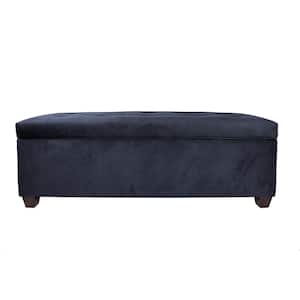Sean Obsession Indigo 10-Button Tufted Upholstered Large Storage Bench