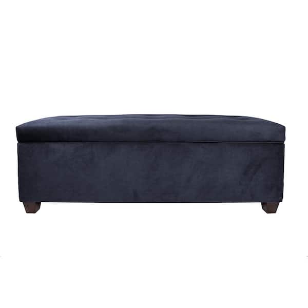 MJL Furniture Designs Sean Obsession Indigo 10-Button Tufted Upholstered Large Storage Bench