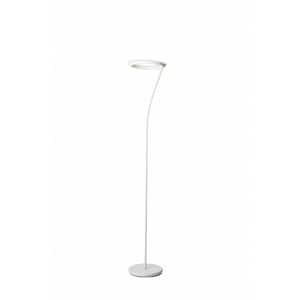 73 in. White 1 Light 1-Way (On/Off) Torchiere Floor Lamp for Bedroom with Metal Round Shade