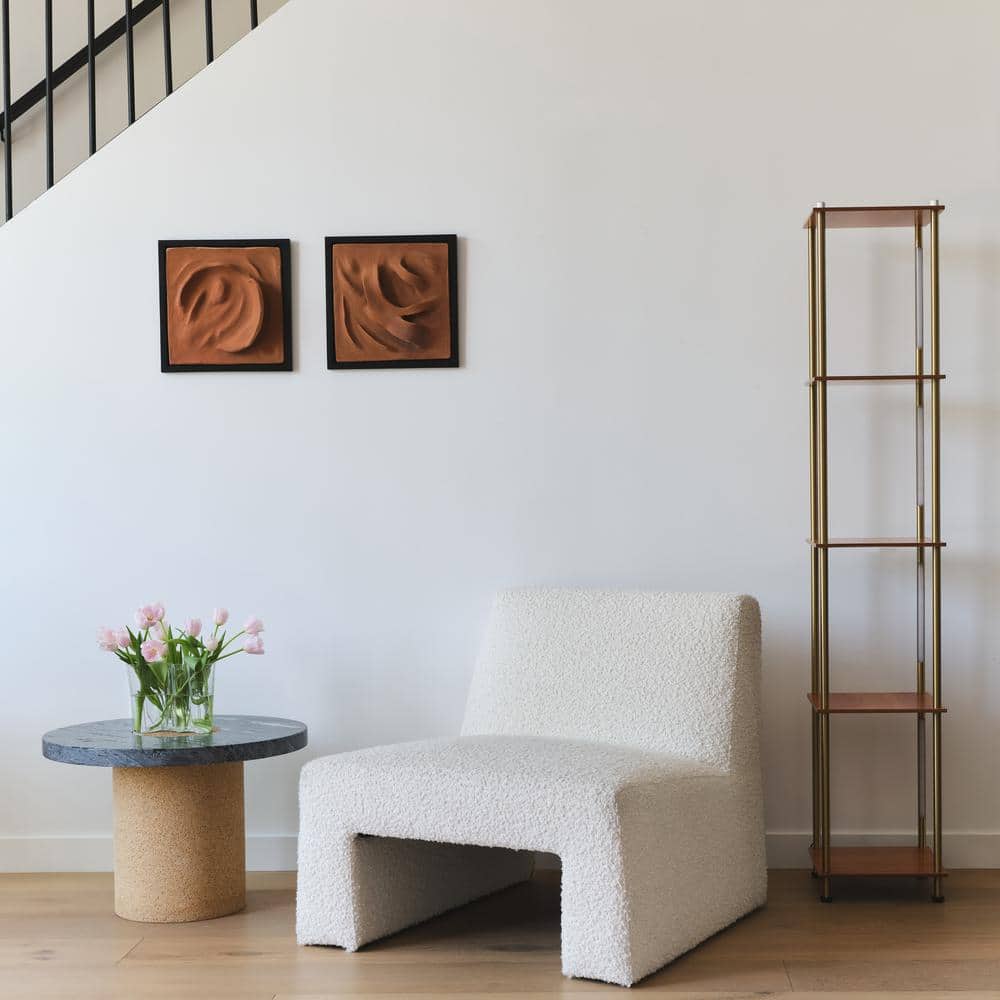 Aria Brass Finish LED Floor Lamp with Wireless Charging & Adjustable Shelves