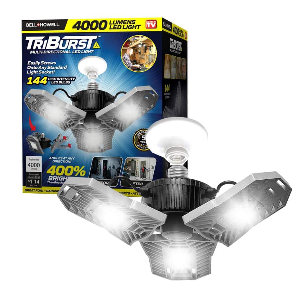 Bell + Howell TriBurst 10.5 in. 144 High Intensity LED 4000 Lumens Flush Mount Ceiling Light with Adjustable Heads 7090 The Home