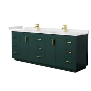 Miranda 84 in. W x 22 in. D x 33.75 in. H Double Bath Vanity in Green with White Cultured Marble Top