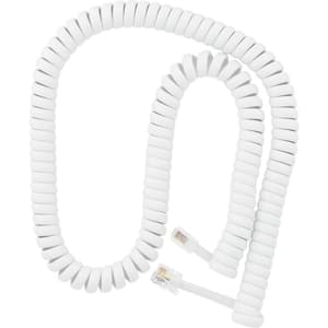 12 ft. Coiled Phone Cord, White