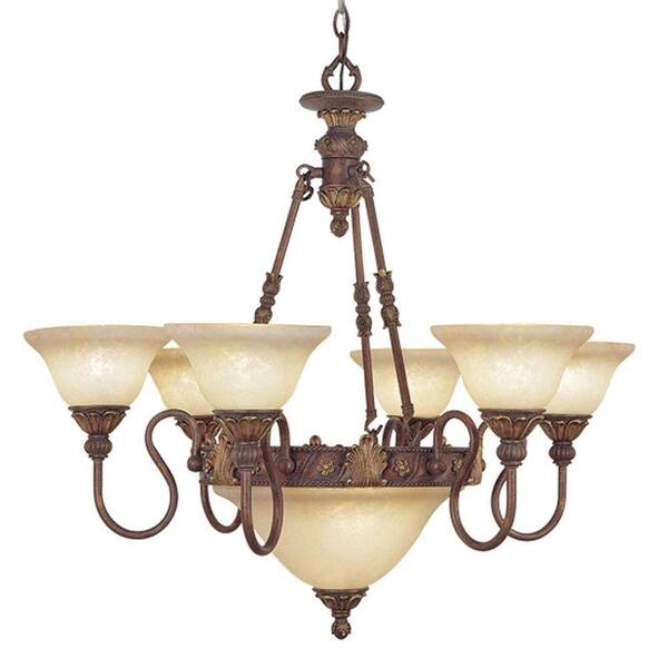 Livex Lighting 8-Light Crackled Greek Bronze Incandescent Ceiling Chandelier with Aged Gold Accents