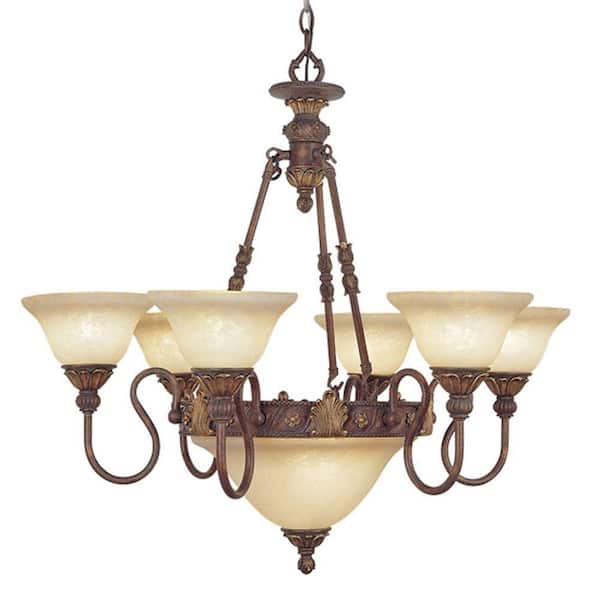 Livex Lighting Providence 3-Light Rustic Copper Incandescent Ceiling Chandelier
