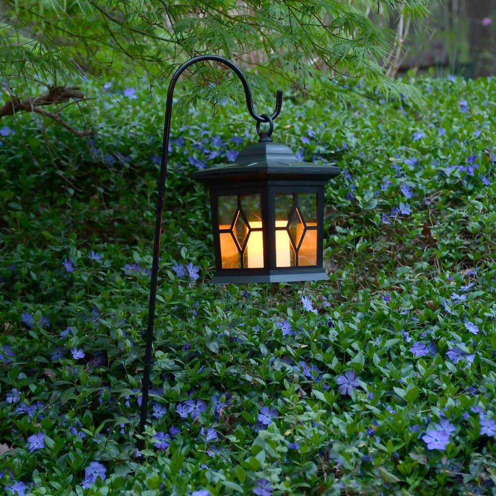 Black Solar LED Lantern with Shepherd's Hook