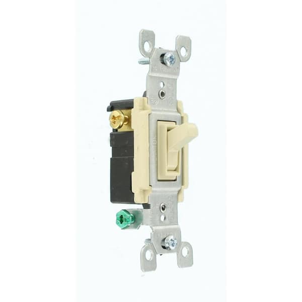 Ivory Leviton 15 Amp 3-Way Double Toggle Switch 