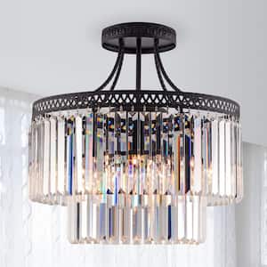 6-Light Pendant Lights, Round Crystals Chandelier, 2-Tier Ceiling Light Fixture, Luxury Pendant Lamp