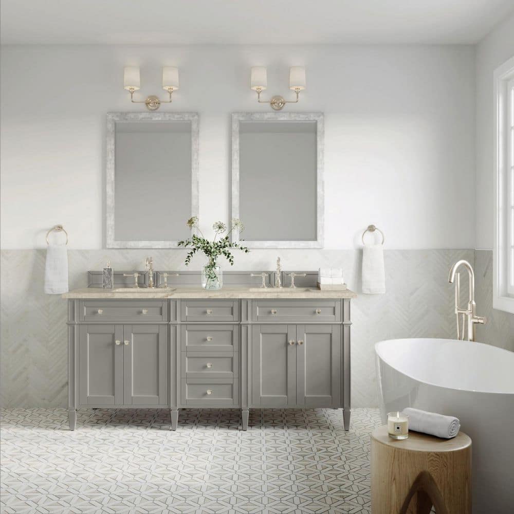 Brittany 72.0 in. Double Bath Vanity in Urban Gray with Tajnar Engineered Composite Top price history on PriceWatchPro
