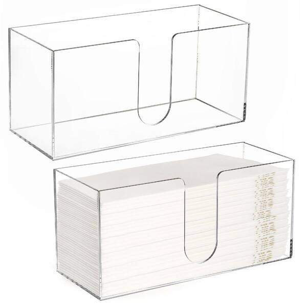 2 Pack Clear Acrylic Paper Towel Holders for Z-Fold C-Fold Trifold Napkins, 10.6 x 4.3 x 3 in Countertop
