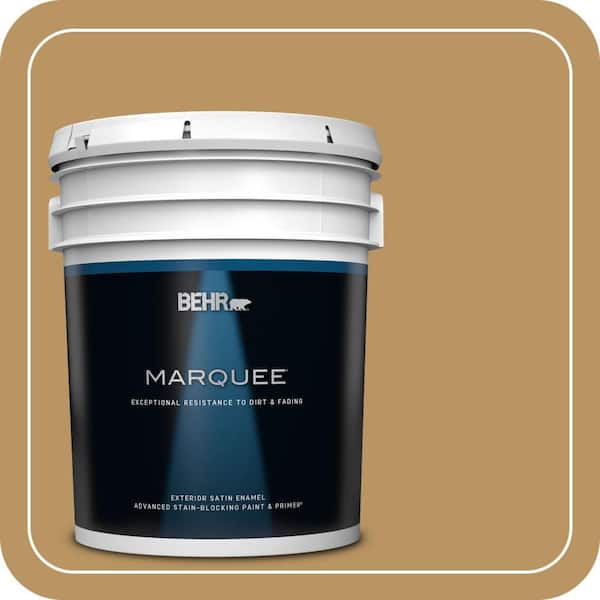 BEHR MARQUEE 5 gal. #S300-5 Spiced Mustard Satin Enamel Exterior Paint & Primer
