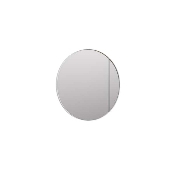 Glass Warehouse Juno 24 in. W x 24 in. H Round White Recessed/Surface Mount Medicine Cabinet with Mirror in White Finish