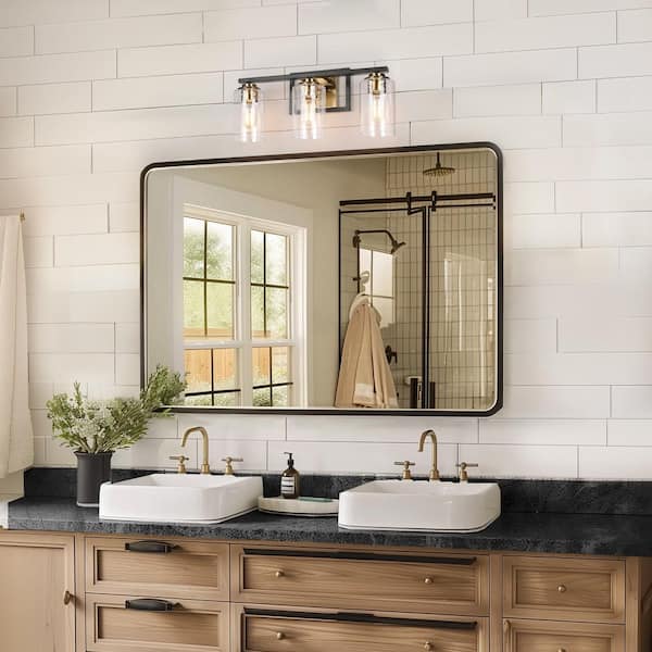 Zevni 20 in. 3-Light Modern Vintage Brass Bathroom Vanity Light