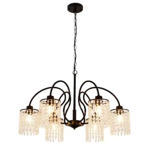 30.3 in. 6-Light Black Classic Farmhouse Crystal Chandelier for Kitchen Island