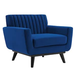 Engage Channel Tufted Performance Velvet Arm Chair in Navy